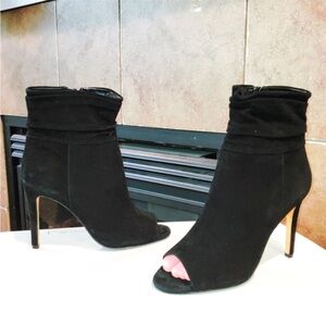 Vince Camuto Black Peep-Toe Heeled Boots